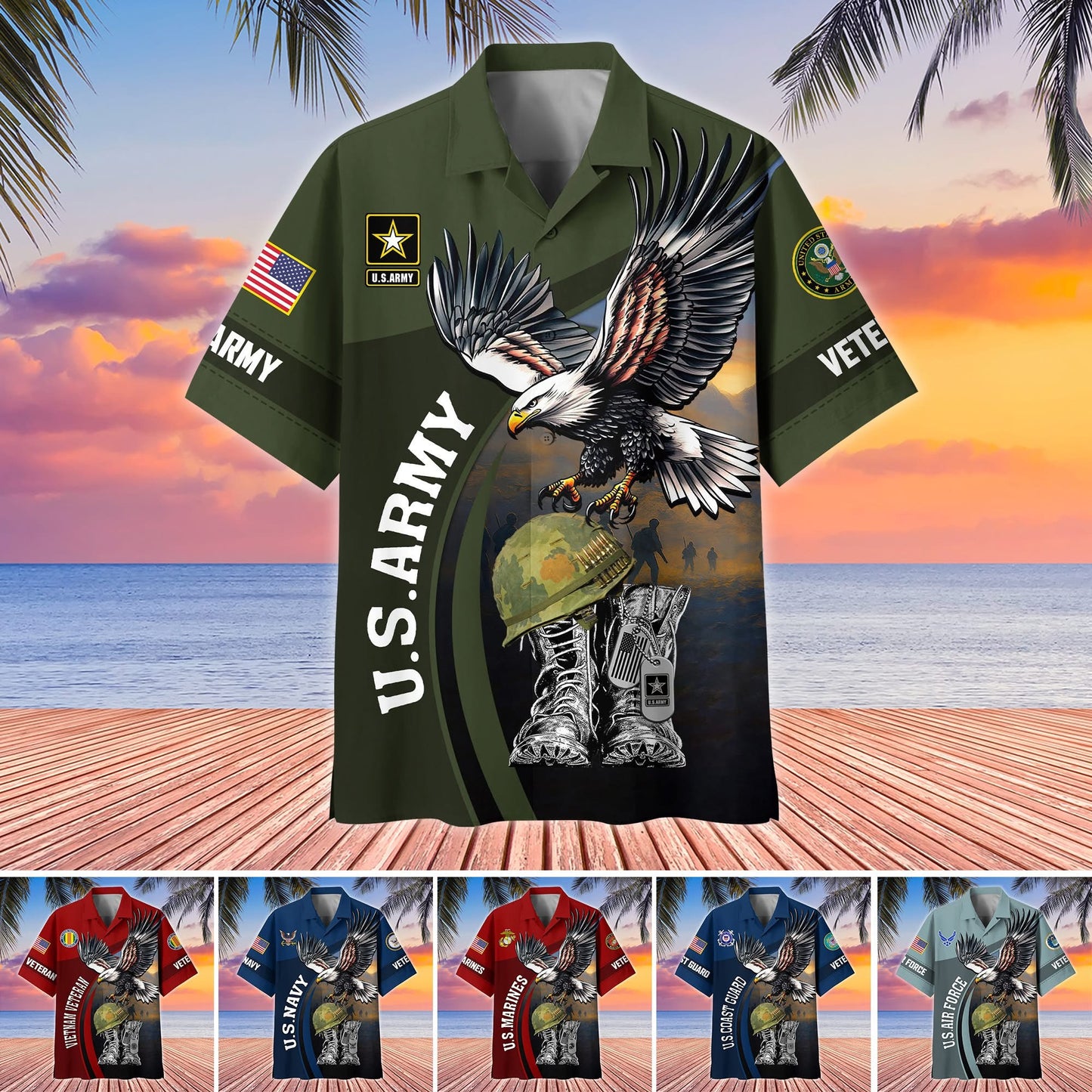 Personalized Eagle US Veterans Hawaiian Shirt Custom Patriotic Veterans Day Gift Ideas 2025
