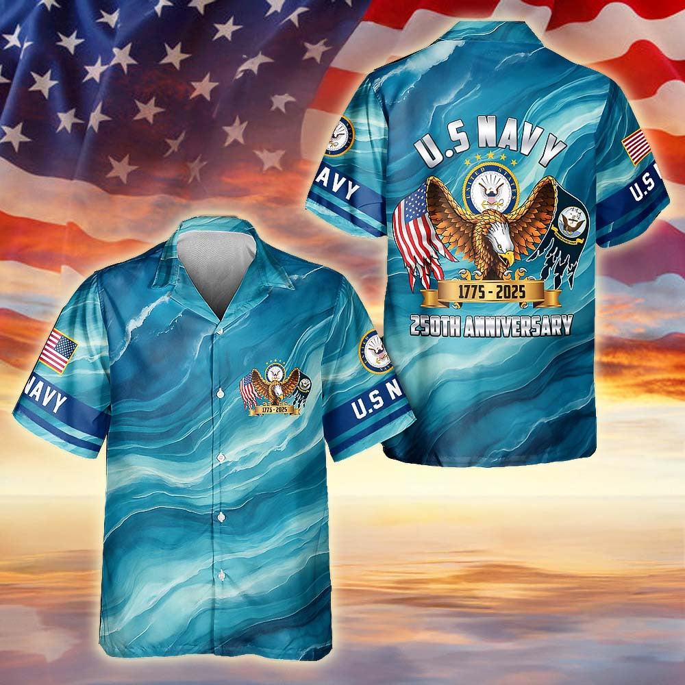 US Navy Tropical Hawaiian Shirt Proud To Serve Navy Family Military Gift For Vacation
