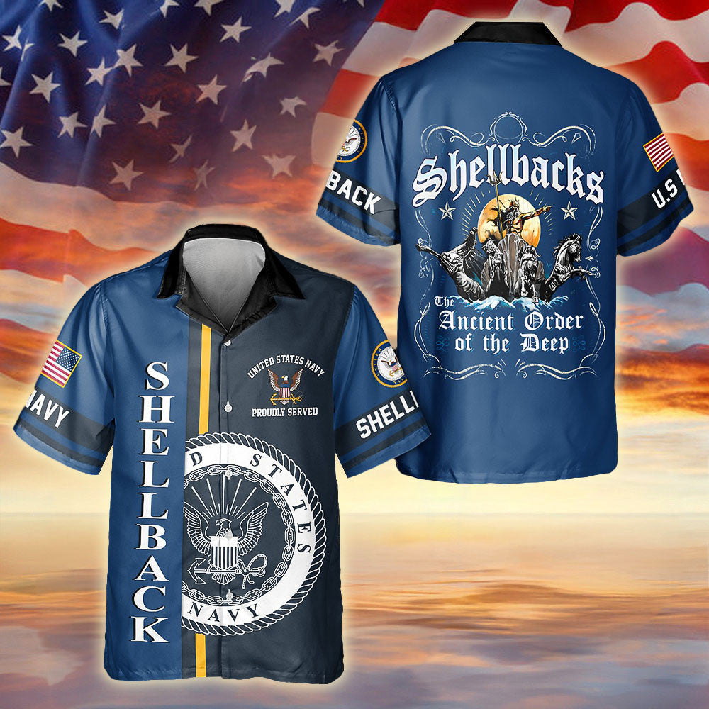 Shellback Ancient US Navy 250th Birthday Hawaiian Shirt 250 Years Of Service Gift