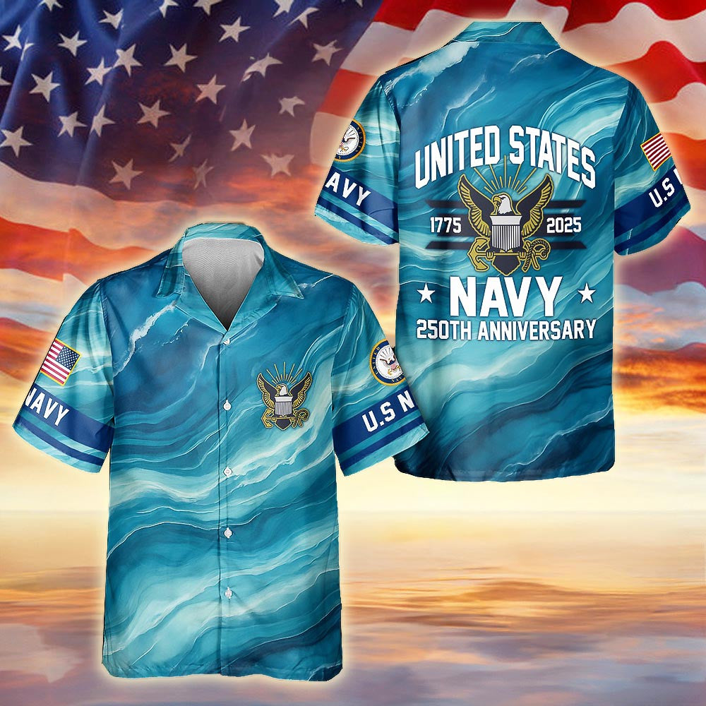 Navy 250th Anniversaries Hawaii Shirt 250 Years Of Service Military Appreciation Gift For Veteran