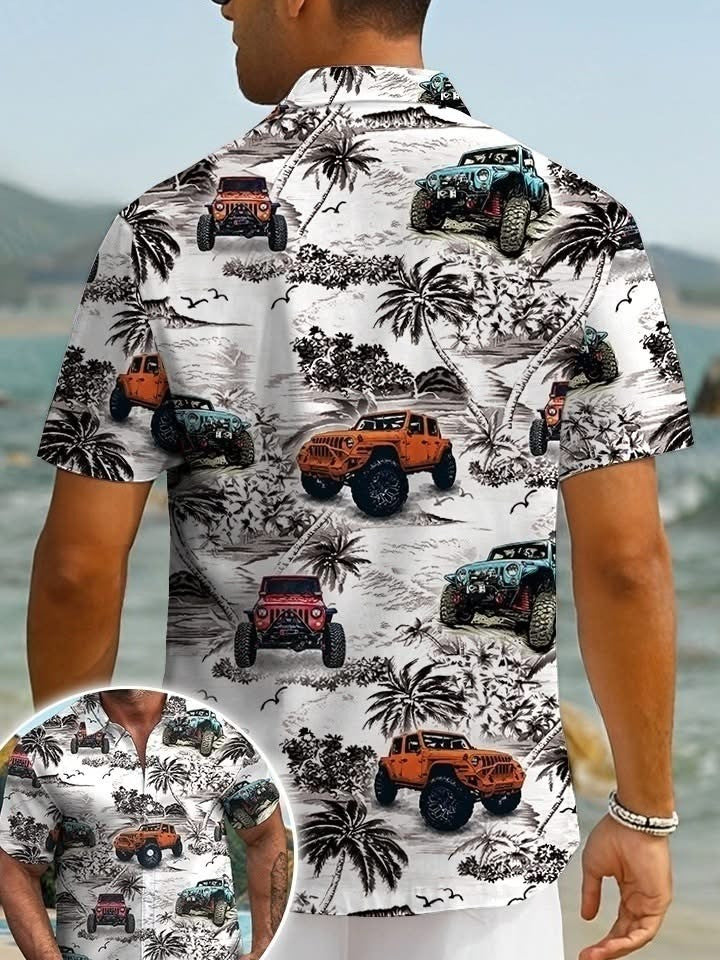 Jeep Hawaiian Shirt Men's Aloha Shirt Palm Beach Summer Gift For Jeep Lovers Owners