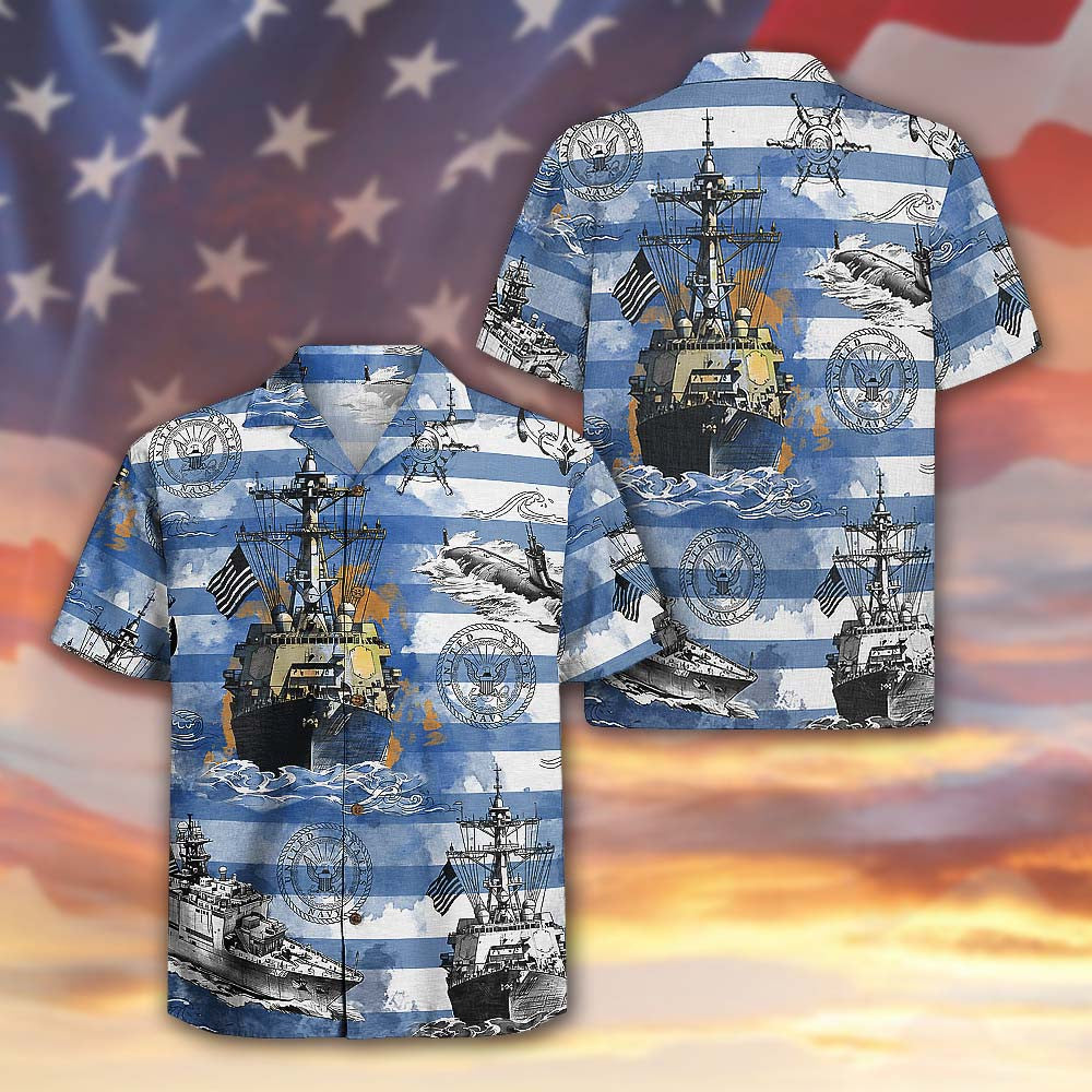 US Navy 250th Years Of Service Hawaiian Shirt 1775 2025 Navy Veteran Gift