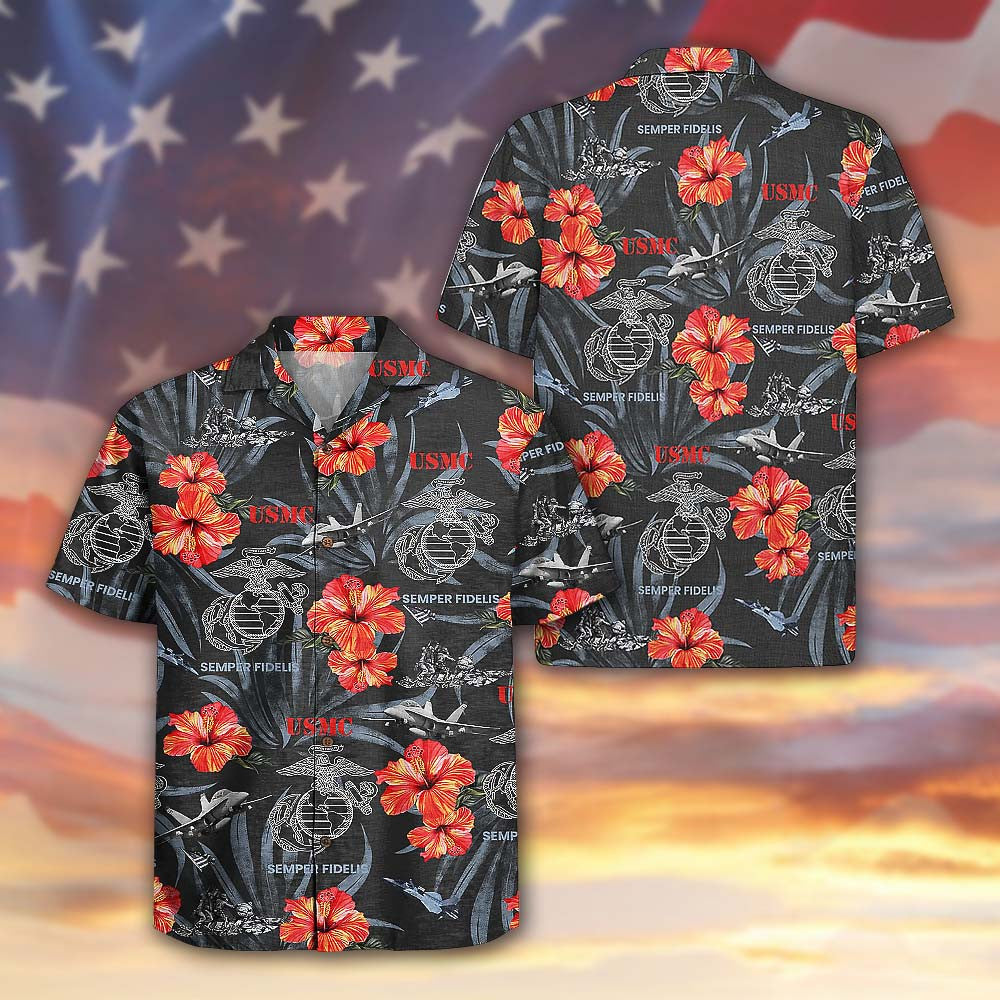 US Marine Corps 250th Years Of Service Hawaiian Shirt Patriotic Marine Veteran Day Gift