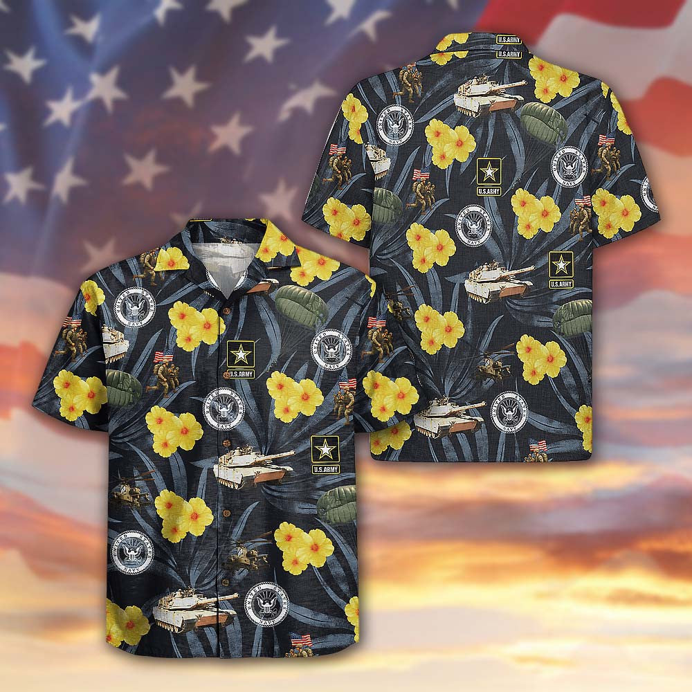 US Army 250th Anniversary Hawaiian Shirt Emblem American Soldier Veteran Gift