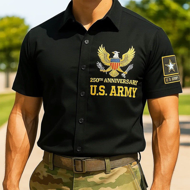 U.S. Army 1775 2025 250Th Anniversary Short Sleeve Shirt Men's Hawaiian Shirt Patriotic