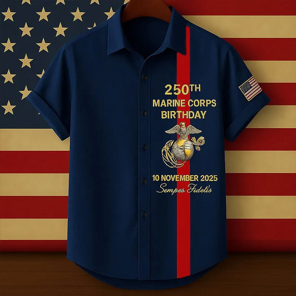 USMC 250th Anniversary Hawaiian Shirt Marine Corps Birthday 10 November 2025 Semper Fi Gifts