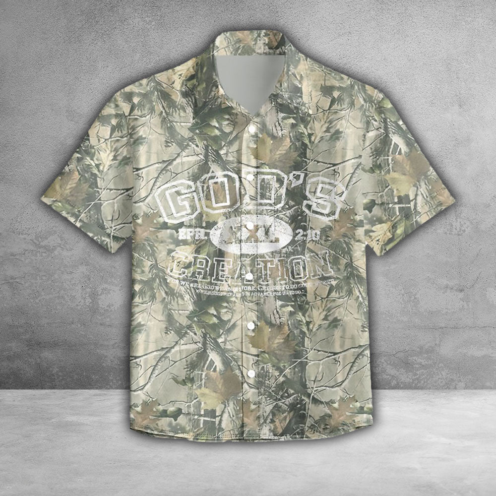 God's Creation Camo Hawaiian Shirt EPH XXL 2 10 Bible Verse Christian Gifts