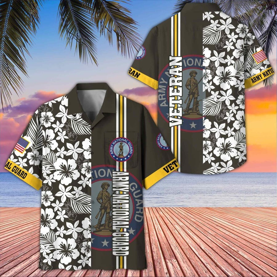 Army National Guard Veteran Hawaiian Shirt Hibiscus Aloha Shirt Veterans Day Gifts