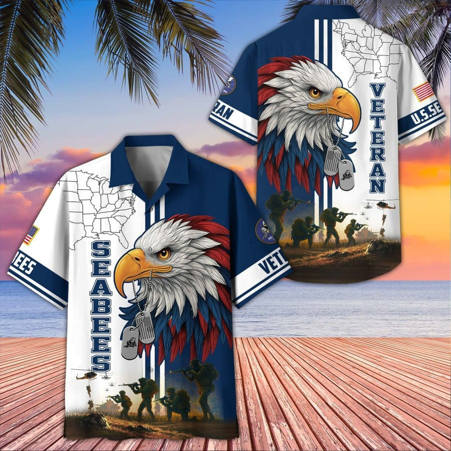 Eagle U.S Navy Seabees Veteran Hawaiian Shirt Patriotic Apparel Veterans Day Gift Ideas