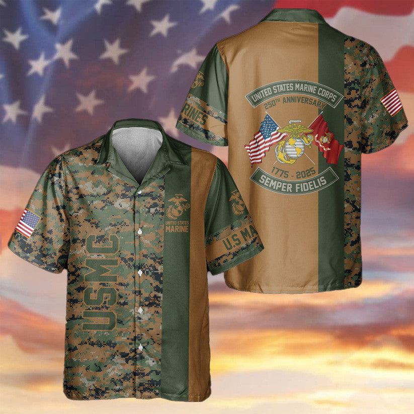 USMC 250th Anniversary Hawaiian Shirt Semper Fidelis Aloha Shirt Gifts For Veteran 2025