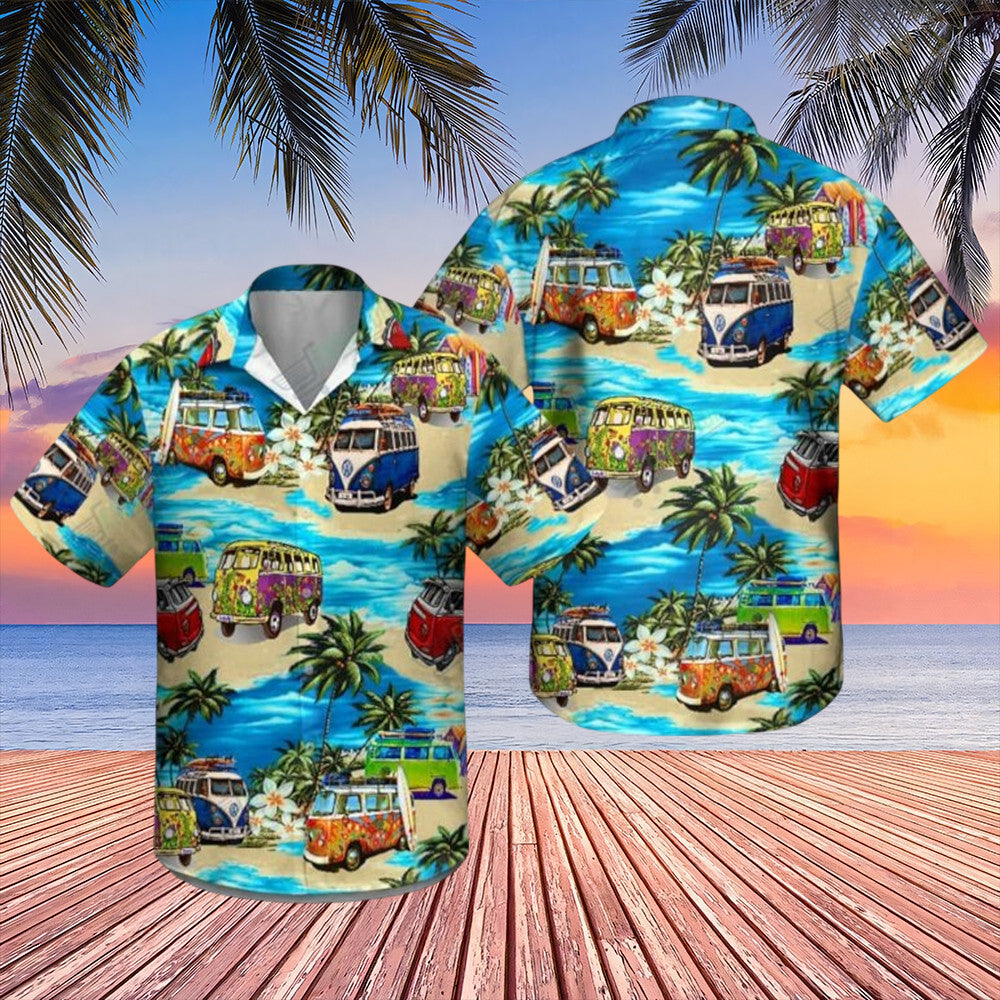Volkswagen Bus Hawaiian Shirt Bus Hippie Aloha Shirt Gifts For Friends