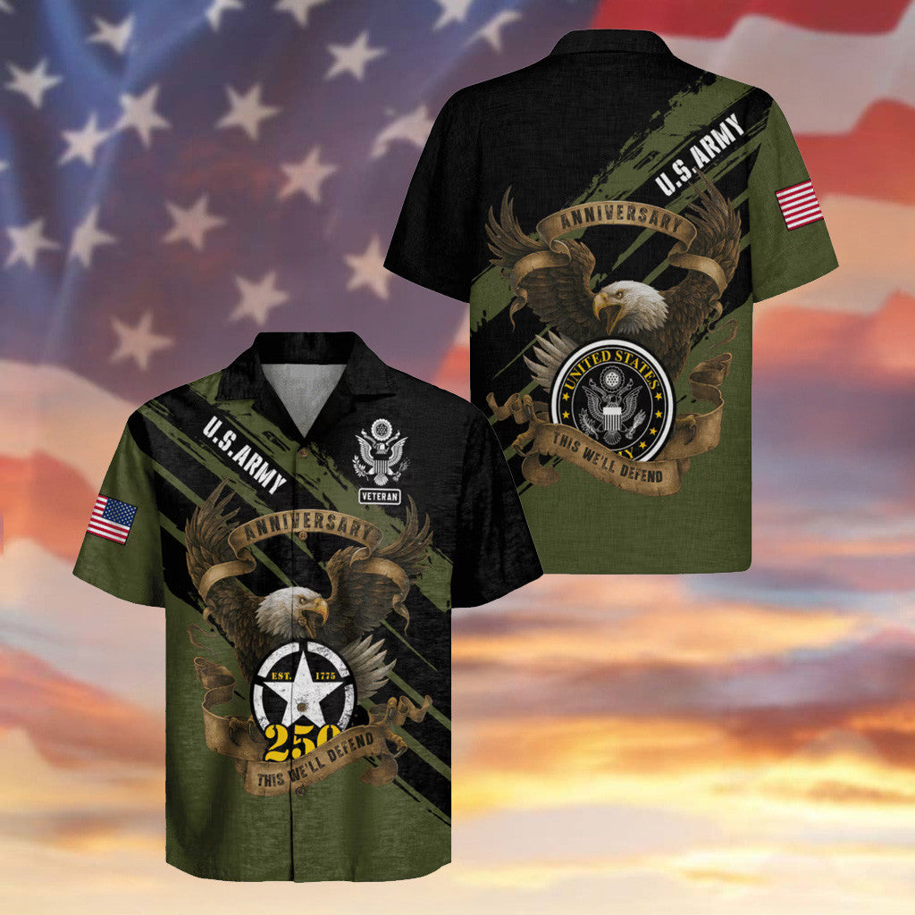 Eagle US Army 250th Years Hawaiian Shirt Military Clothing Gifts For Independence Day