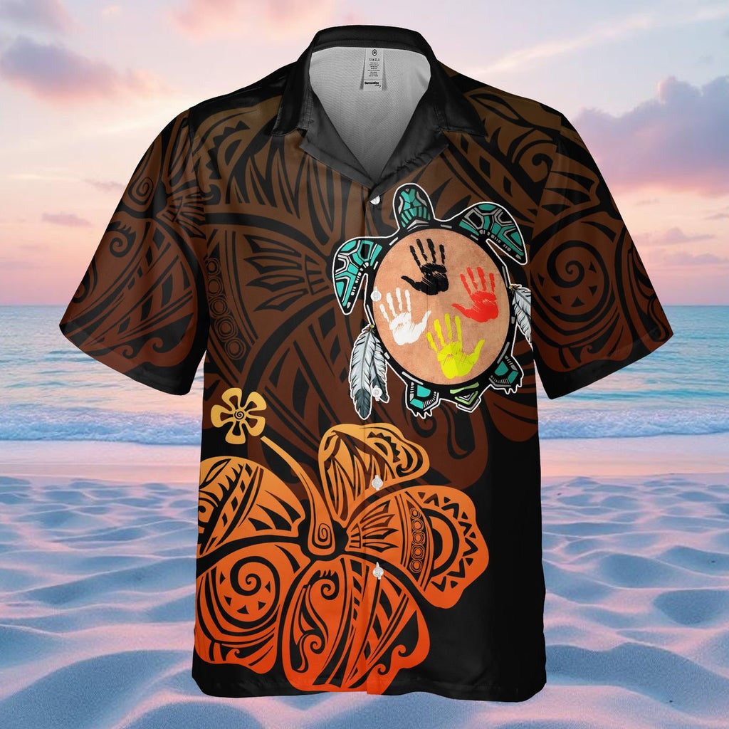 Hibiscus Turtle Native American Hawaiian Shirt Native American Design Clothing