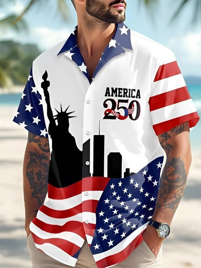 America 250 Years Hawaiian Shirt Fourth Of July Outfits Independence Day Presents Idea