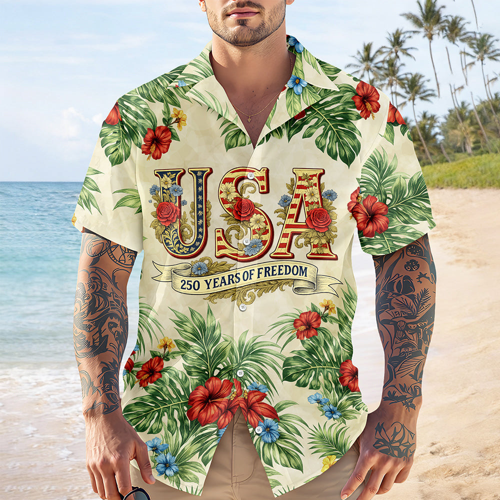 USA 250 Years Of Freedom Hawaiian Shirt For Independence Day 2026 Clothes