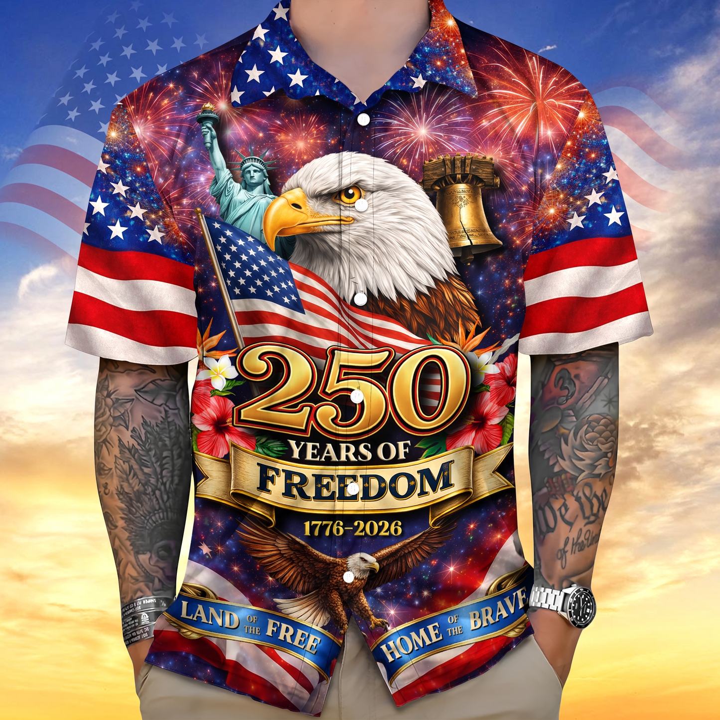 USA 250 Years Of Freedom Hawaiian Shirt Shirts For The Fourth Of July Independence Day Gift