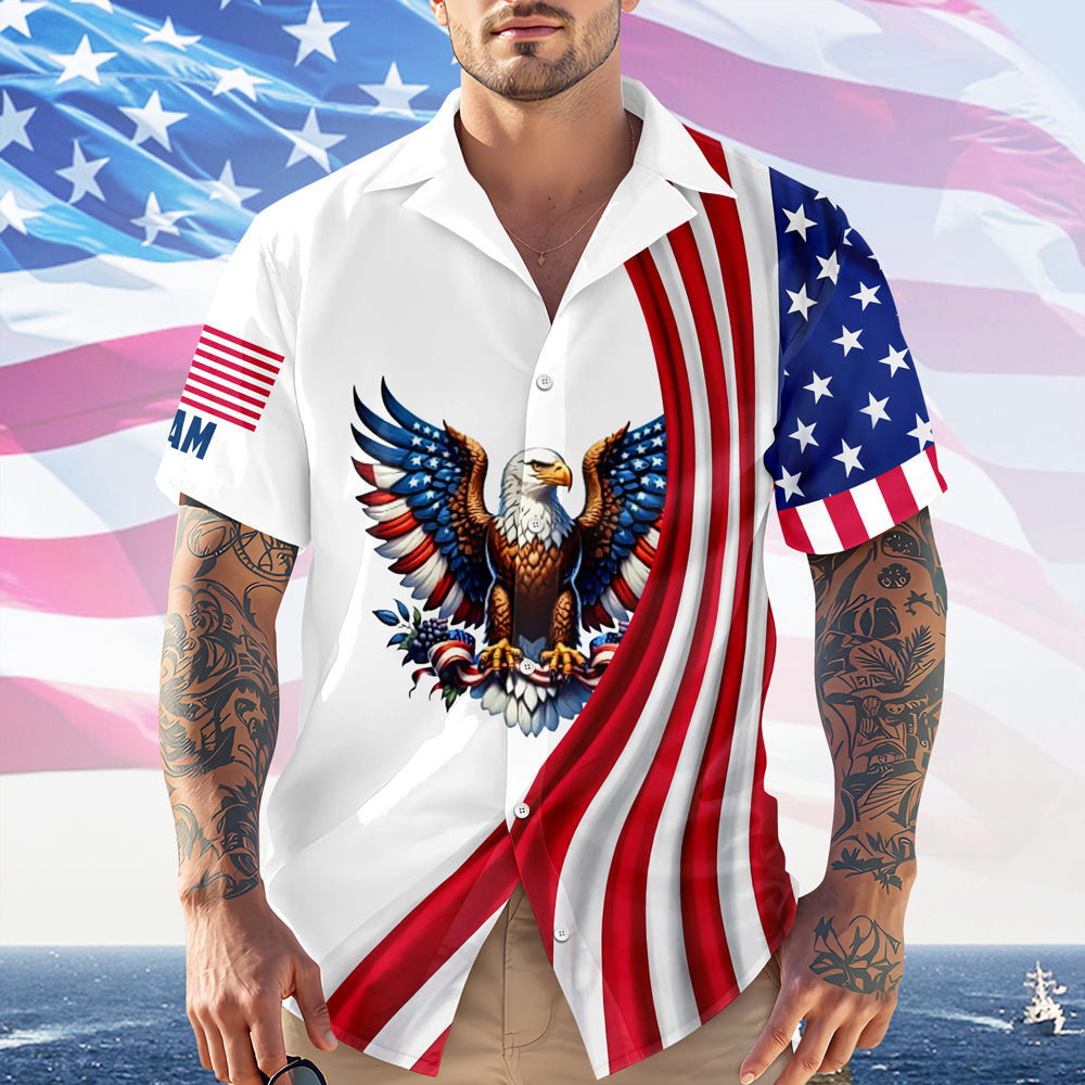 Personalized American Flag Hawaiian Shirt American Eagle Shirts July 4 Attire