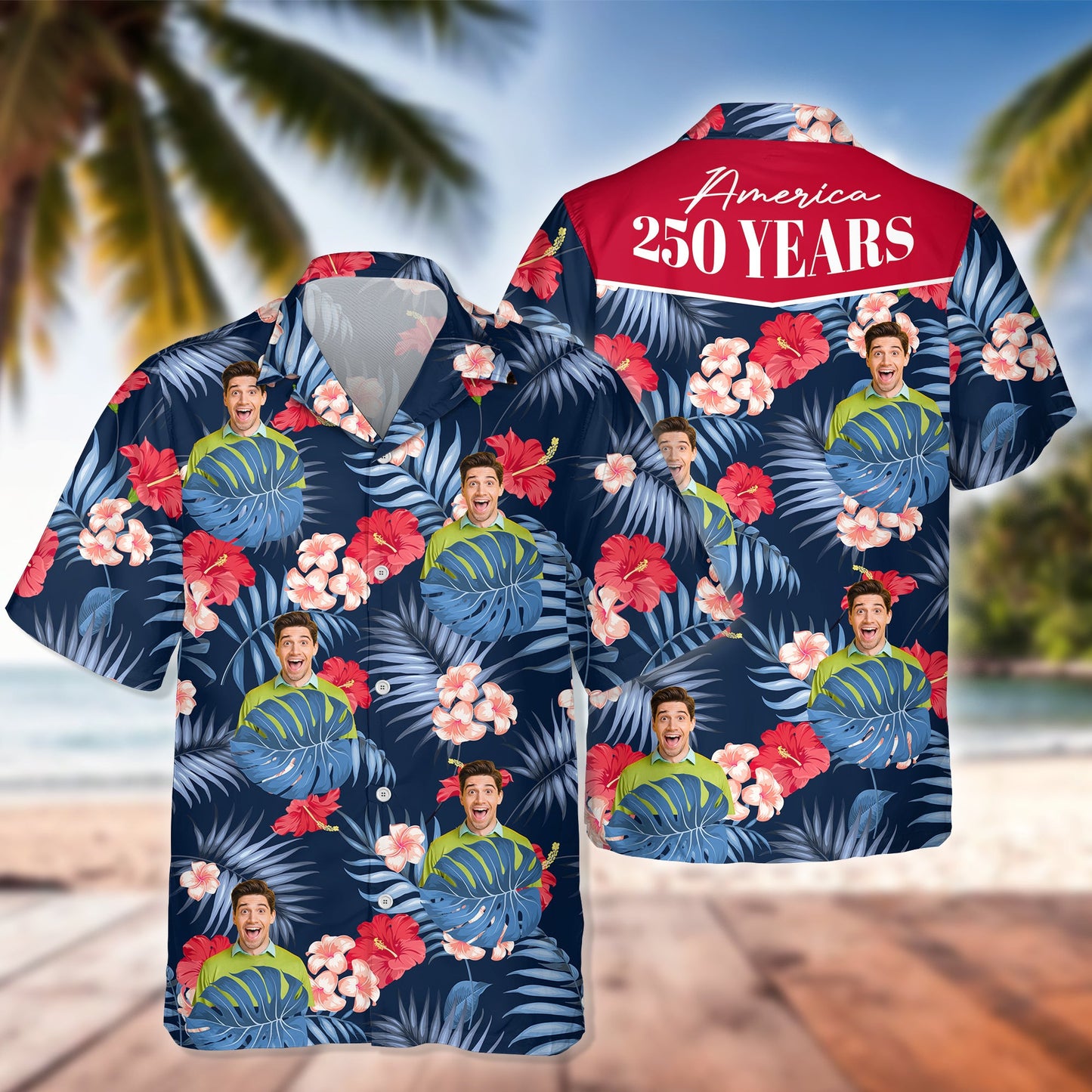 Custom Photo America 250 Years 1776 2026 Hawaii Shirt Patriotic Clothes Fourth Of July Present