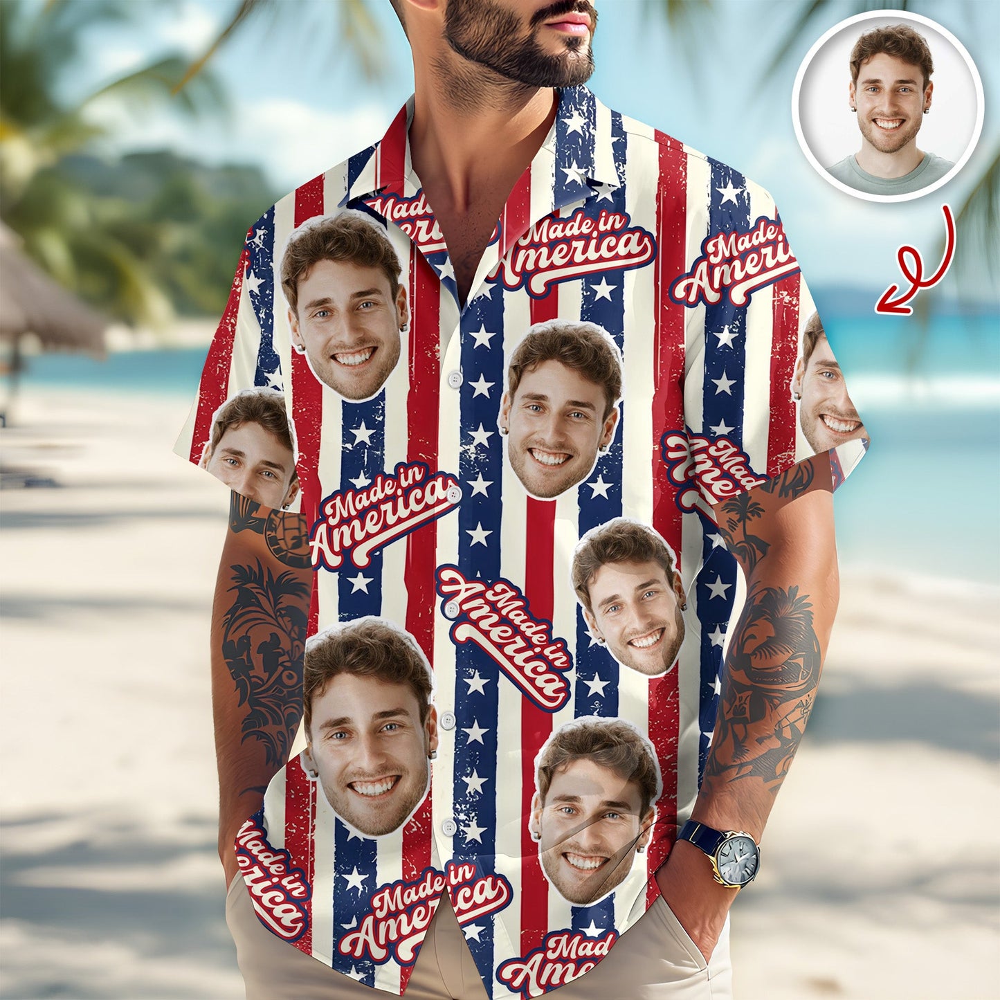 Personalized Photo Made In America Hawaii Shirt Shirts 4th Of July Gift For Patriots