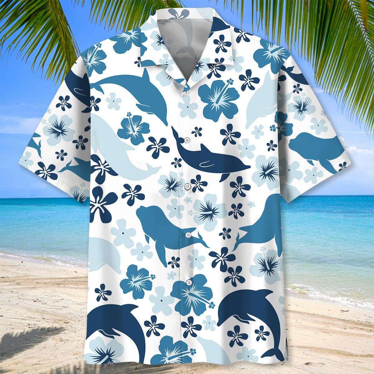 Dolphin Hibiscus Hawaiian Shirt Beach Day Outfits Holiday Clothing Gifts For Dolphin Lovers