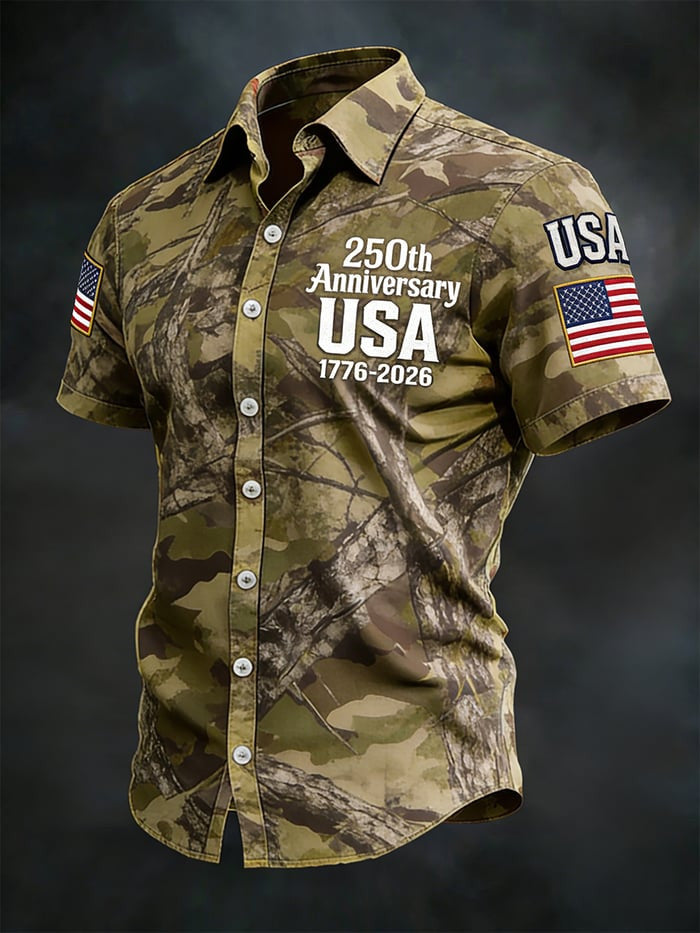 USA 250Th Anniversary Camo Hawaiian Shirt 4Th Of July Clothes Gift For Patriots