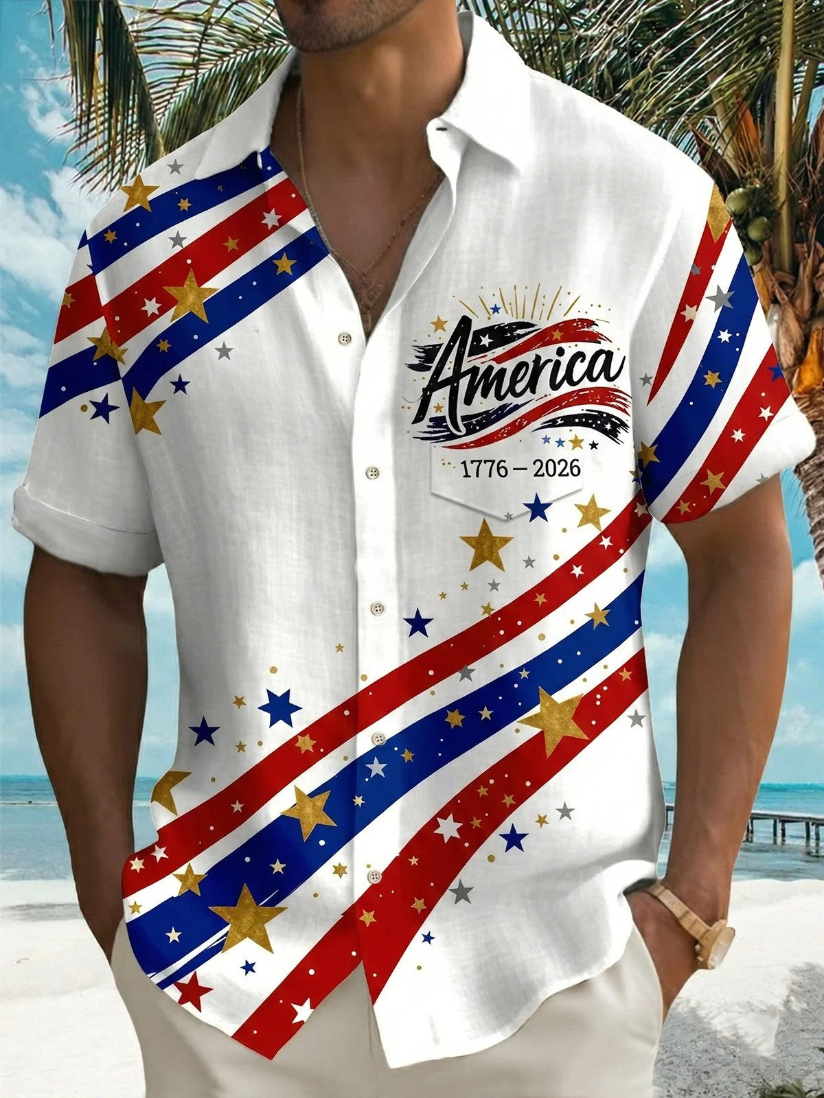 America 250 Years 1776 2026 Hawaiian Shirt Independence Day Outfits Gifts For 4Th Of July