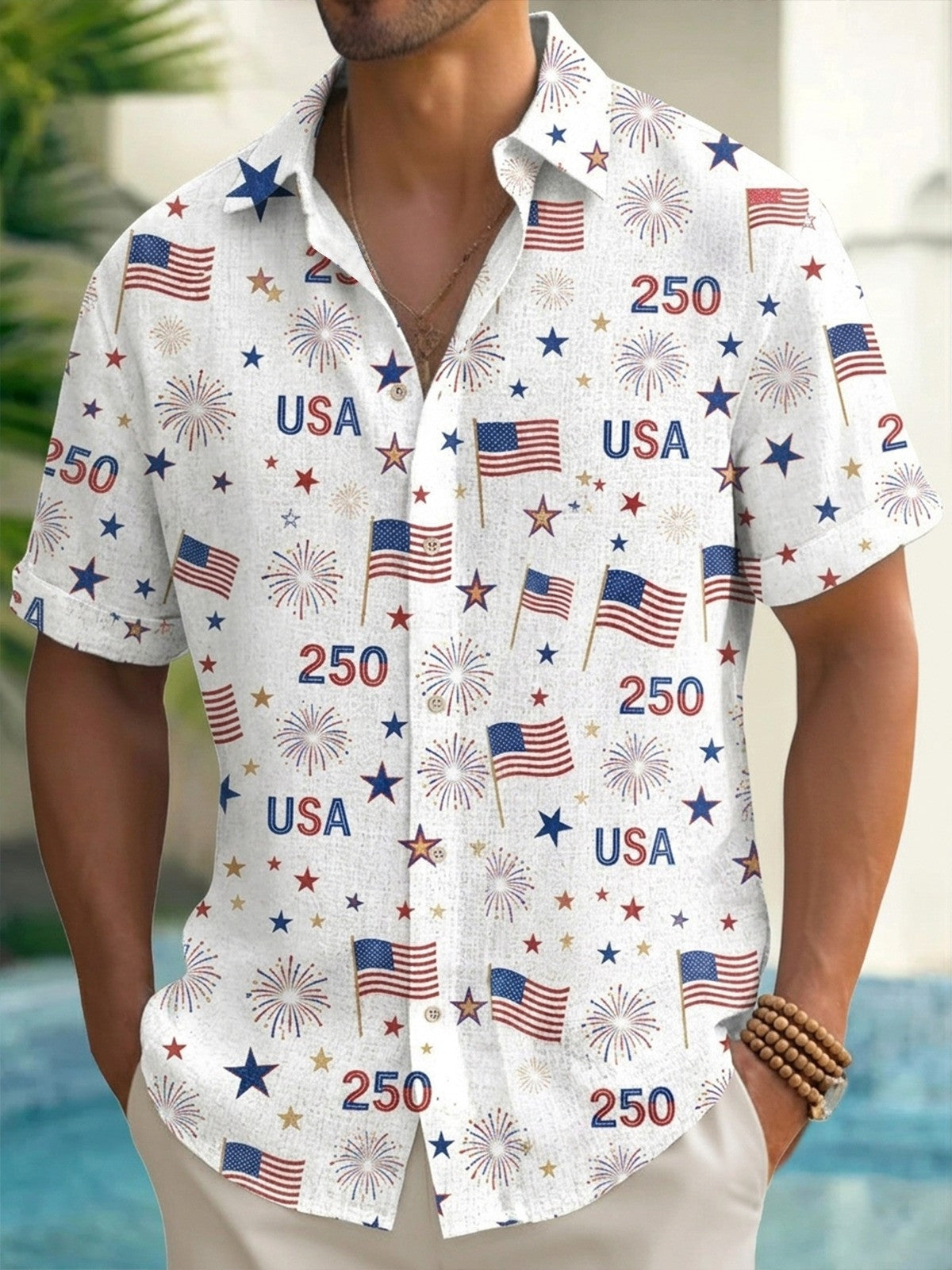 USA 250Th Anniversary Hawaiian Shirt 4Th Of July Clothes Independence Day Outfits