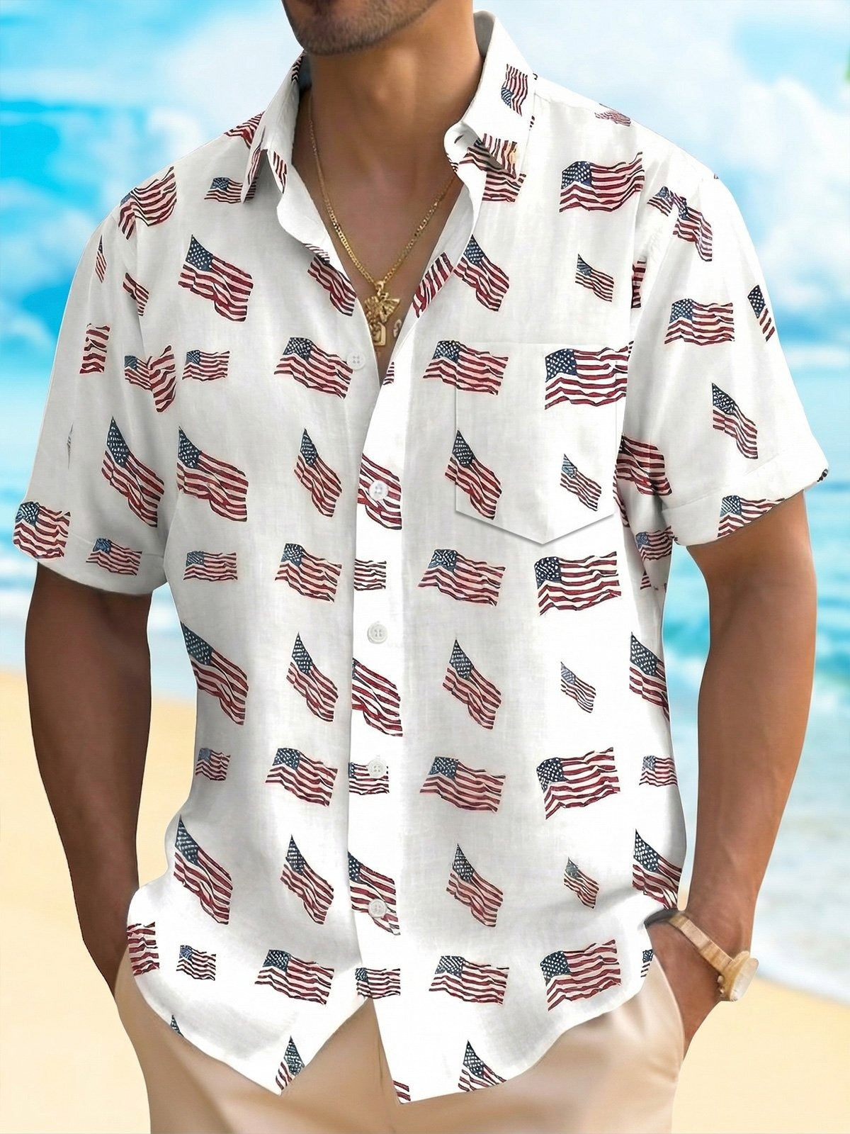 American Flag Hawaiian Shirt Fourth Of July Outfits For Guys Patriotic Gifts For Men