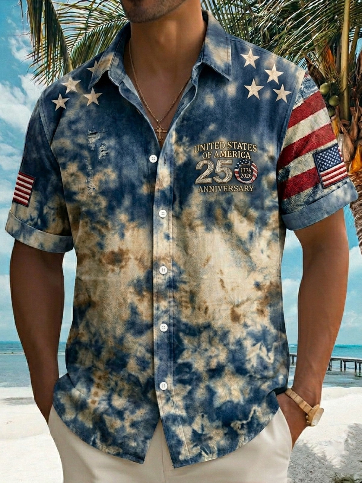 USA 250Th Anniversary Hawaiian Shirt July 4 Outfits Independence Day Gear Patriotic Gifts