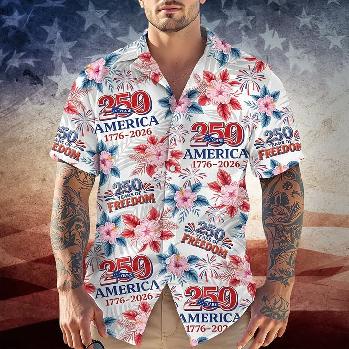 America 250 Years Of Freedom Hawaiian Shirt Outfit For 4Th Of July Gifts For Independence Day