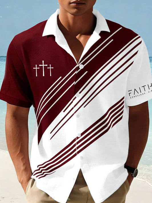 Faith Holy Cross Hawaiian Shirt Religious Inspired Apparel Christian Clothing Line Gifts