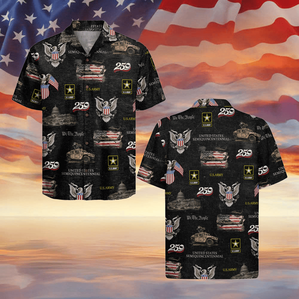 US Army X America 250th Anniversary Hawaiian Shirt Army Veterans Apparel Patriotic Gifts