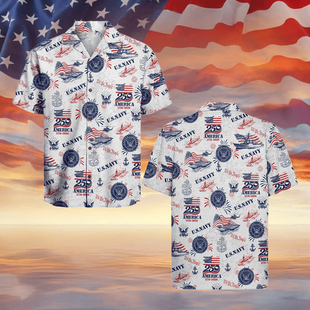 US Navy X USA 250Th Anniversary Hawaiian Shirt Proud Veteran Apparel Gifts For 4Th Of July