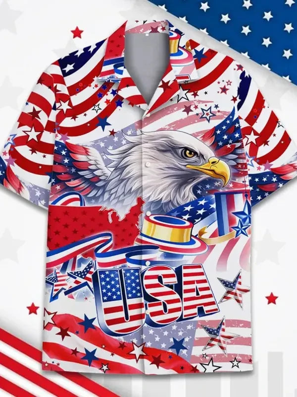 Eagle USA 250Th Anniversary Hawaiian Shirt 4Th Of July Button Up Shirt Patriotic Gift Ideas
