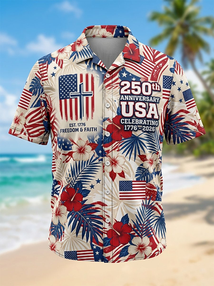 USA 250Th Anniversary Hawaiian Shirt 4 Th Of July Clothes Fourth Of July Presents