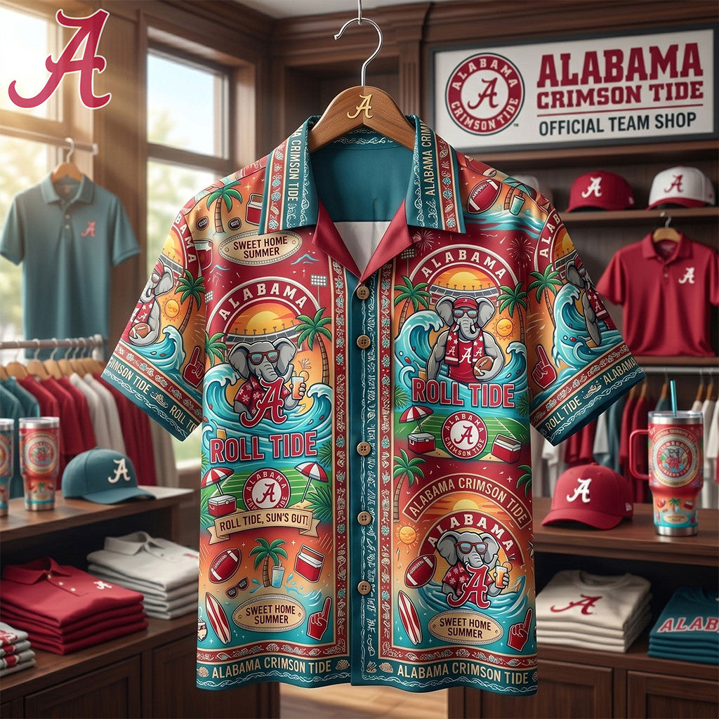 Alabama Crimson Tide Crimson Sweet Home Summer Hawaiian Shirt Football Lover Gifts For Summer