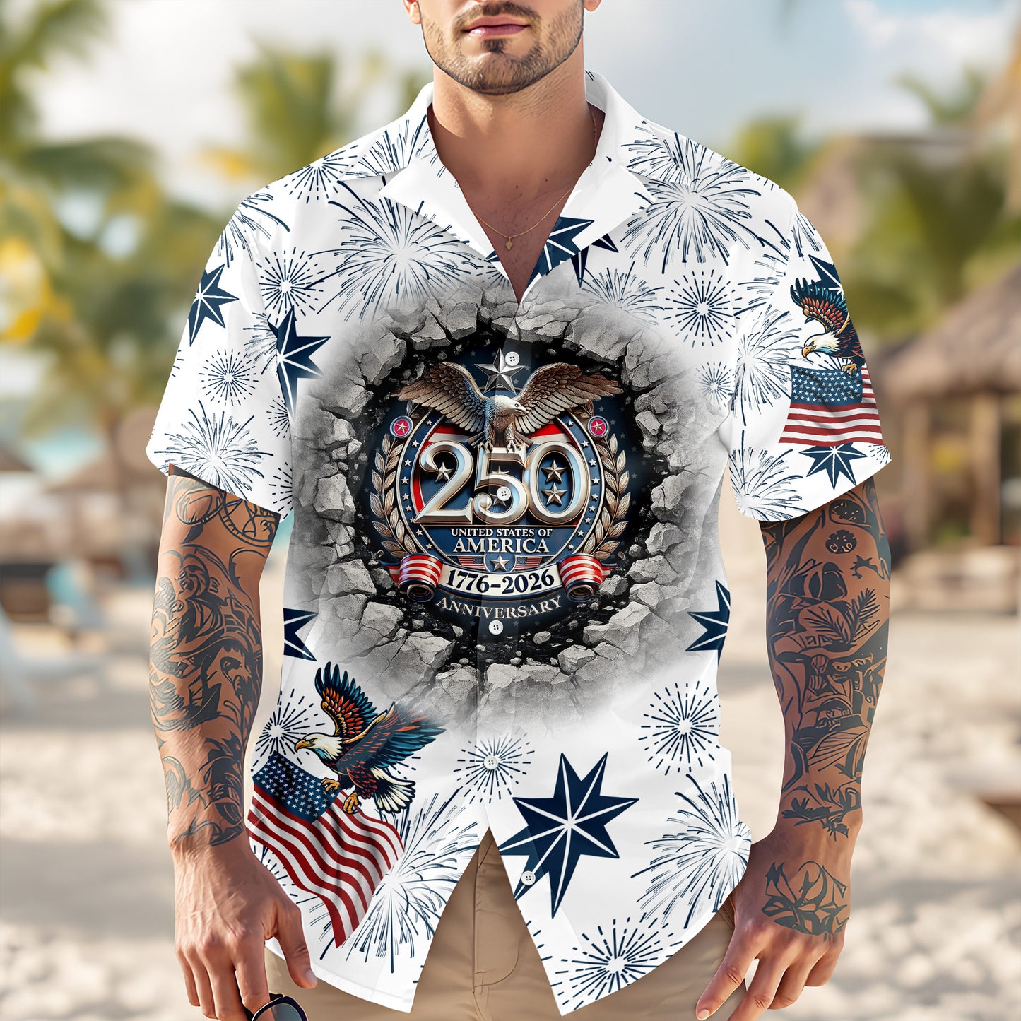 Eagle USA 250Th Anniversary Hawaiian Shirt Fourth Of July Attire Patriotic Clothing Gifts