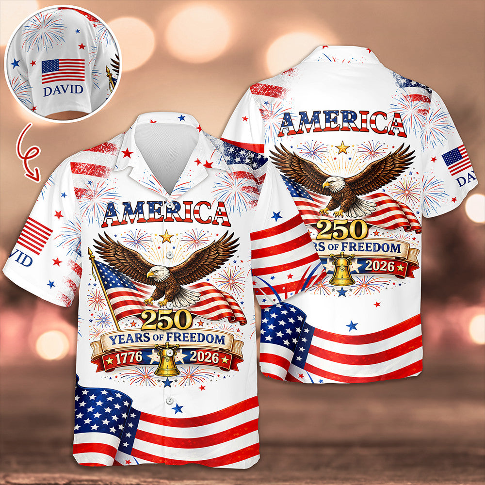 Personalized Eagle America 250 Years Of Freedom Hawaiian Shirt 4Th Of July Gifts For Dad