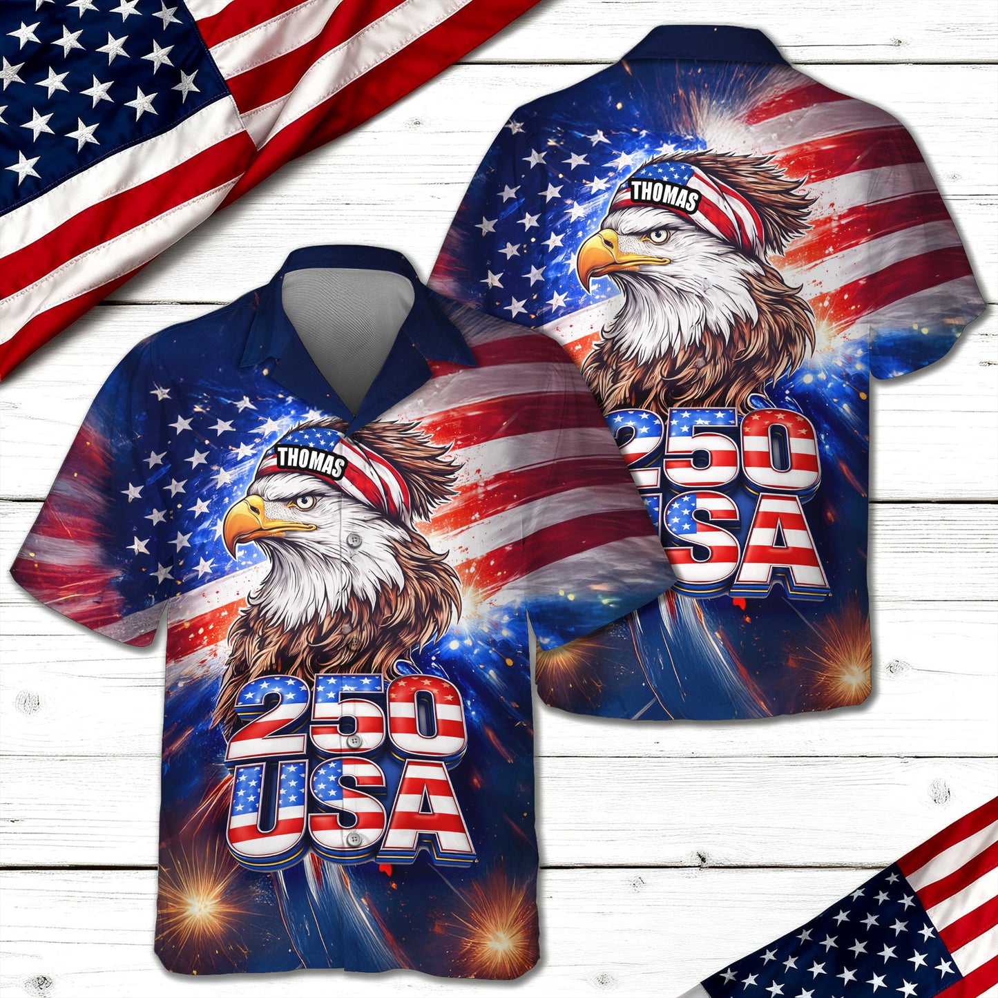 Personalized Eagle 250 America Patriotic Hawaii Shirt July Fourth Outfit Ideas Gifts For Him