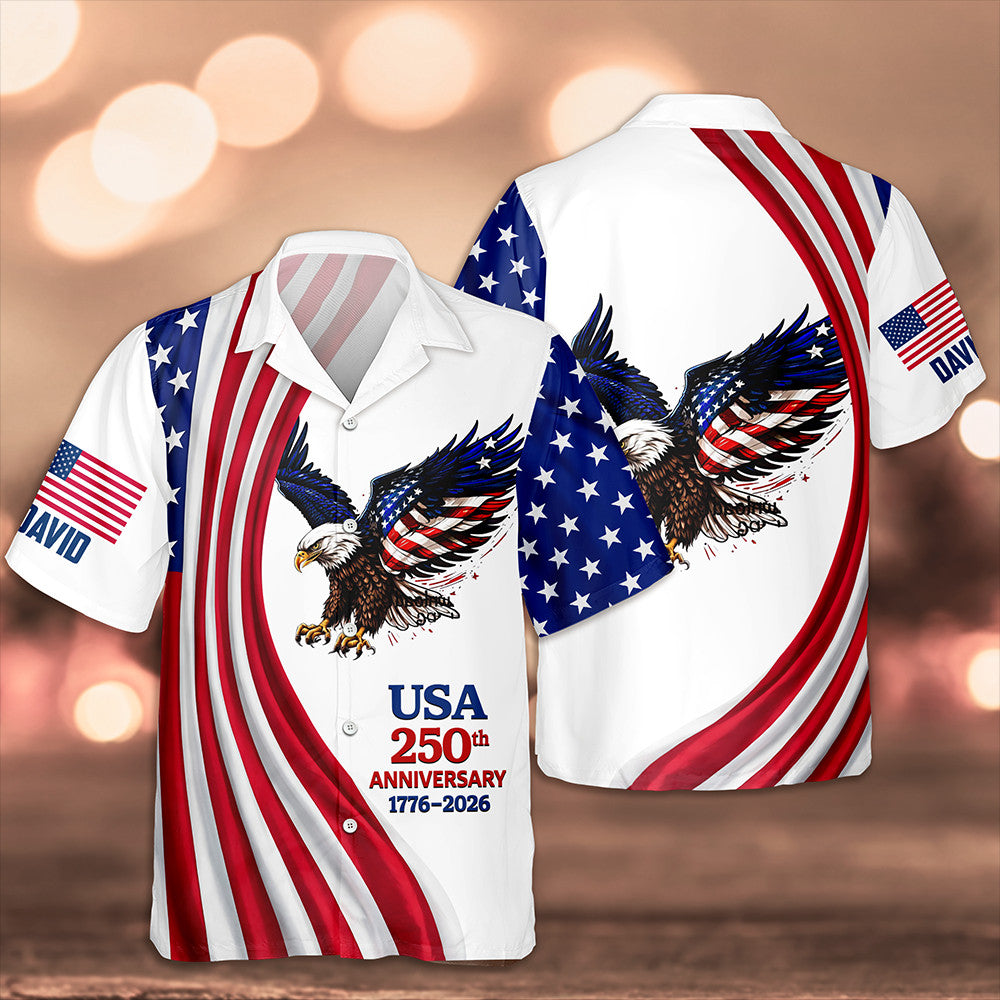 Personalized Eagle USA 250Th Anniversary Hawaiian Shirt 4Th July Attire Fourth Of July Presents