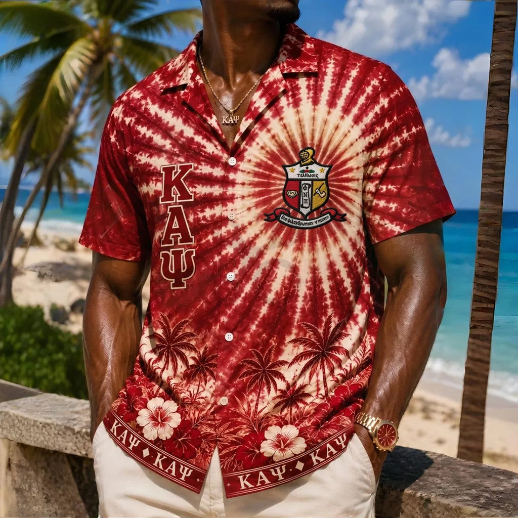 Kappa Alpha Psi Crimson and Cream Tropical Hawaiian Shirt Kappa Alpha Psi Merch Son Gifts