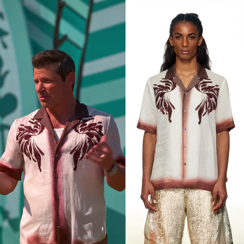 Nick Lachey On Perfect Match Merch Dries Van Noten Off White Burgundy Hawaiian Shirt Gfit Ideas