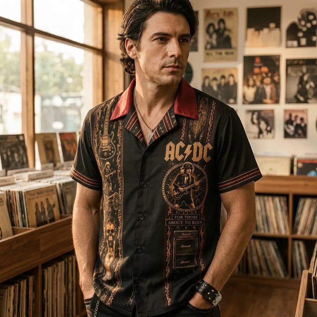 AC DC For Those About To Rock Hawaiian Shirt AC DC Band Merch Best Father's Day Gifts