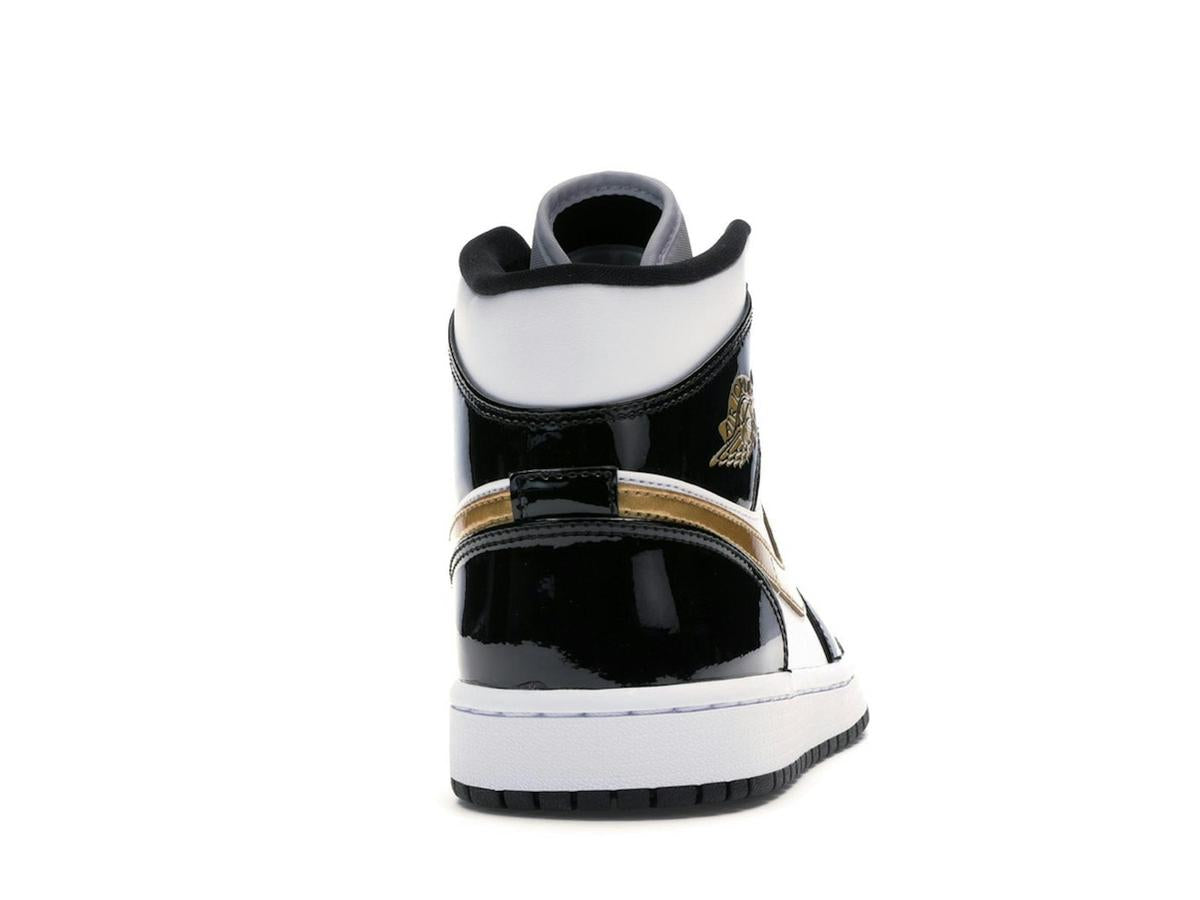 Jordan 1 Mid Patent Black White Gold 852542-007 - savito
