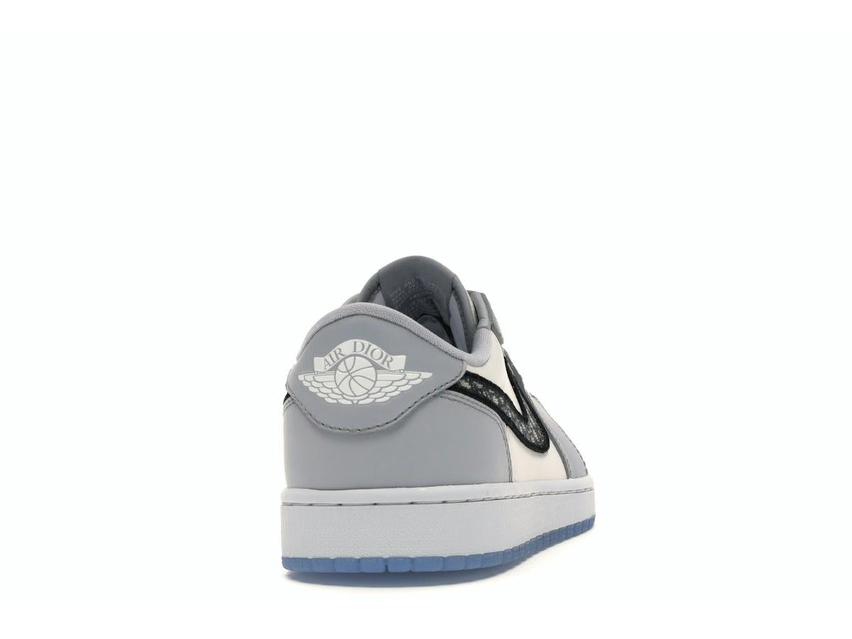Jordan 1 Retro Low Dior Men's Grey Black Sail Sneakers CN8608-002 - savito