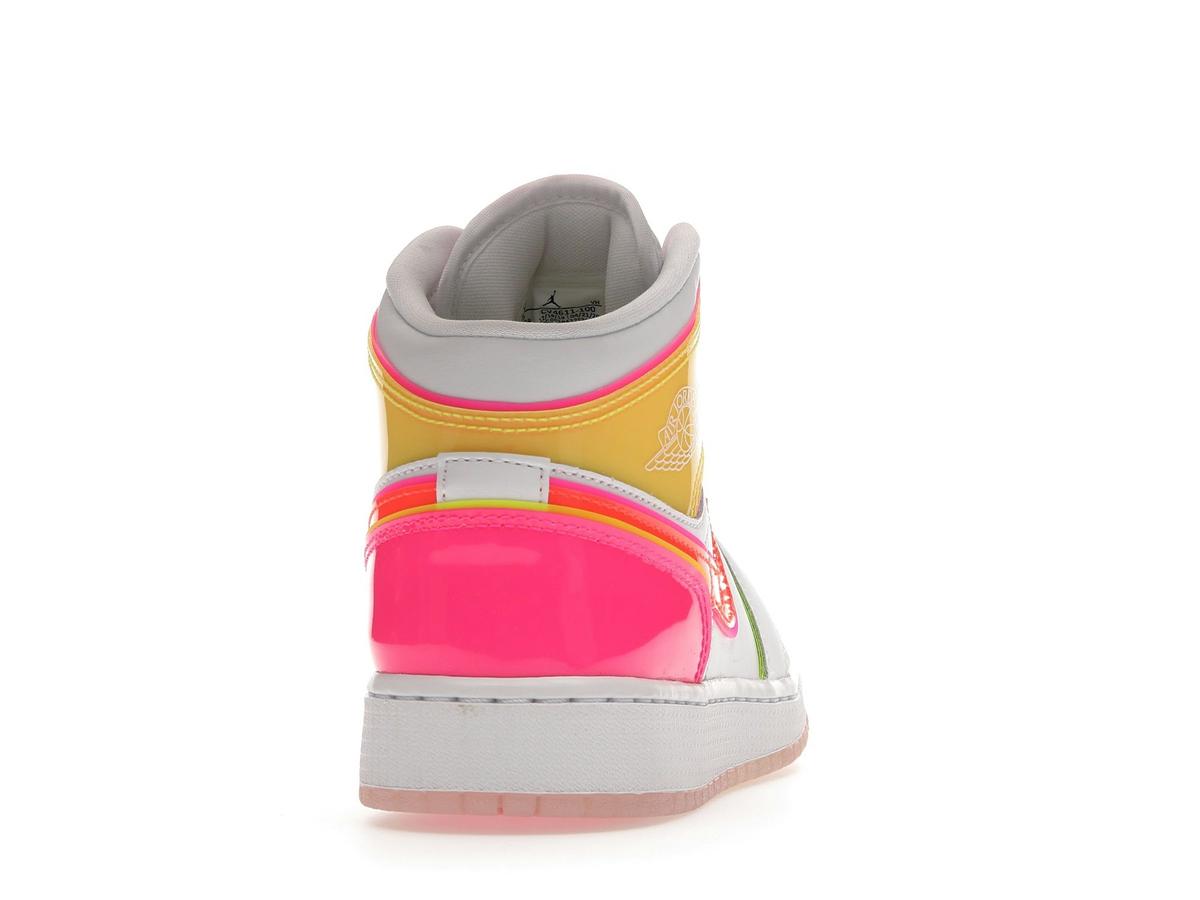 Air Jordan 1 Mid Edge Glow GS White Hyper Crimson Pink Blast CV4611-100 - savito