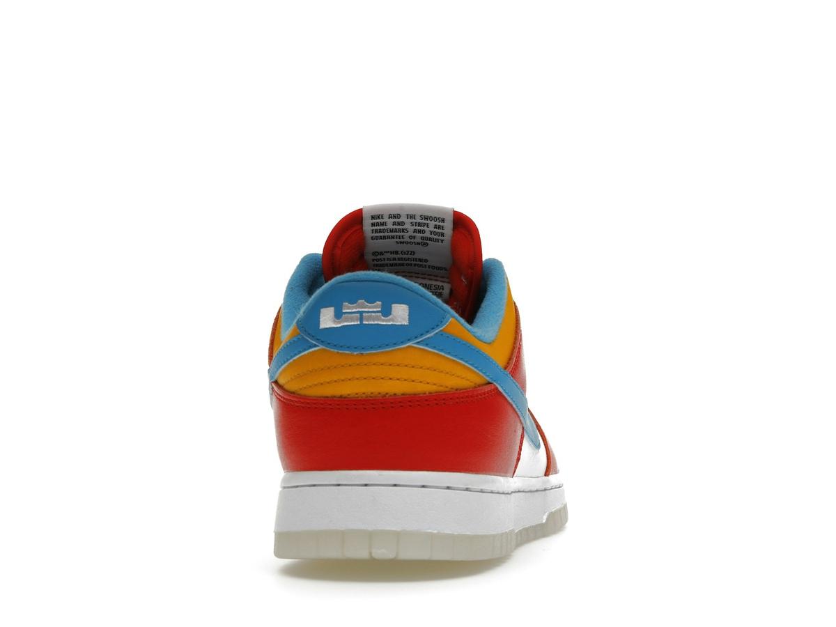 Nike Dunk Low QS LeBron James Fruity Pebbles Habanero Red Laser Blue White DH8009-600 - savito