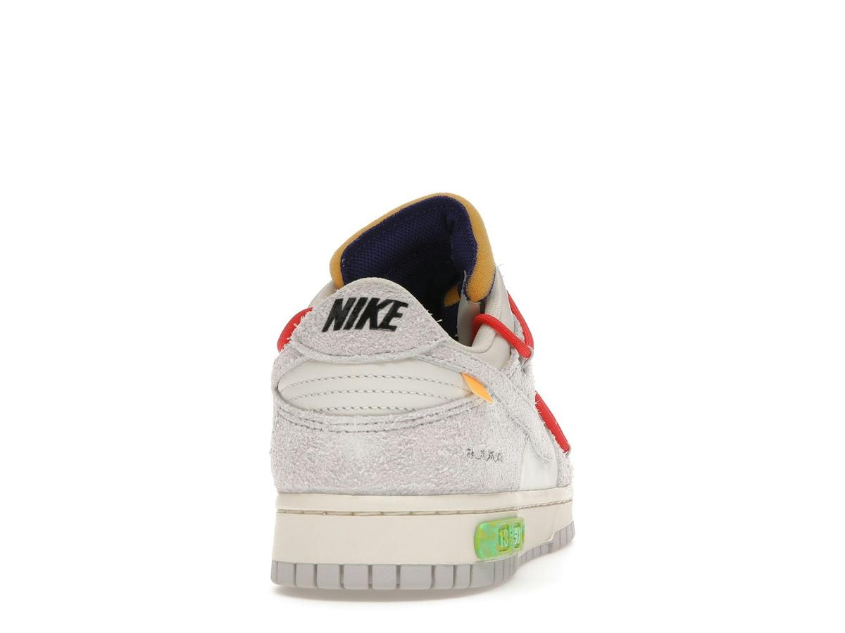 Nike Dunk Low Off-White Lot 13 DJ0950-110 Sail Neutral Grey Habanero Red - savito