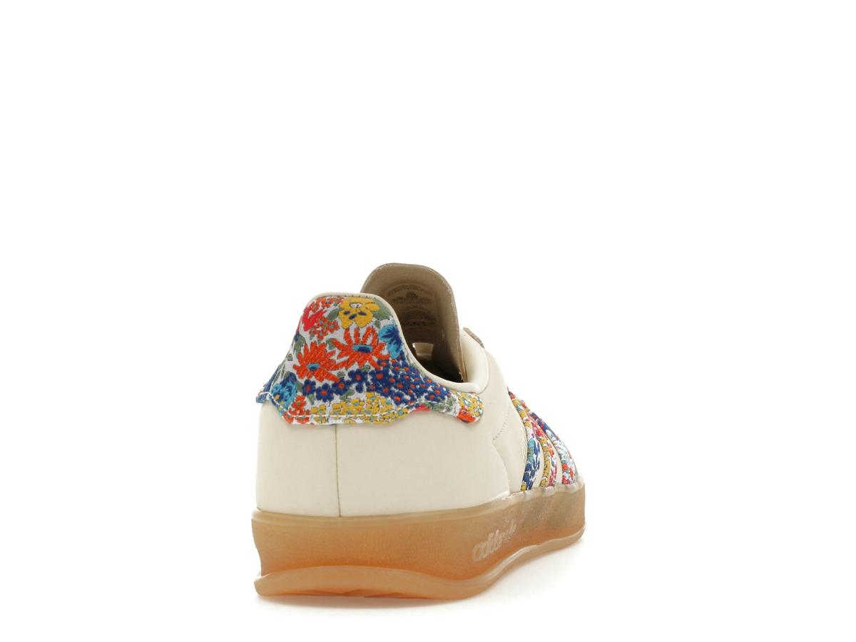 adidas Gazelle Indoor Liberty London Floral Embroidery Stripes Women's Off White Gold Metallic Gum JH7370 - savito