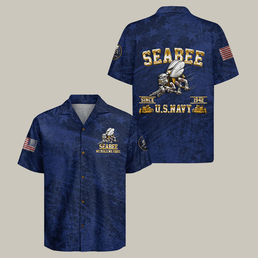 US Navy Seabees 250th Years Of Service Hawaiian Shirt We Build We Fight Shirt Patriotic Navy Gift